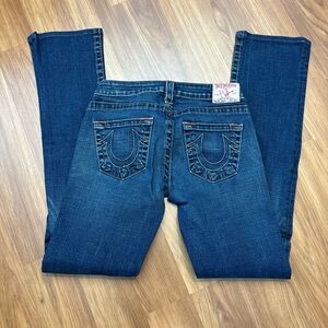 True Religion Women's Dark Blue Straight Leg Jeans